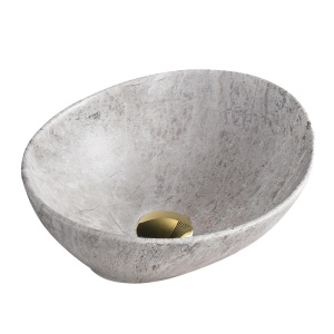 Lavoar oval cu fixare pe blat, din ceramica, Lumo Grey matt 40 x 33 cm - Img 8