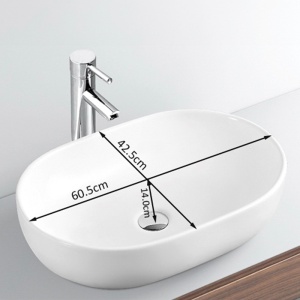 Lavoar oval din ceramica cu fixare pe blat Neo White Gloss 60 x 42 cm - Img 6