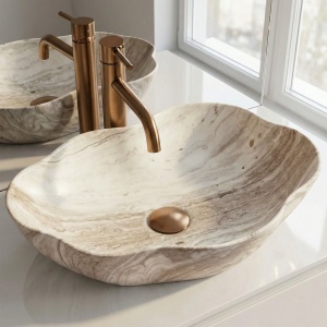 Lavoar pe blat asimetric imitatie piatra Rea Pearl Saturn - Img 4