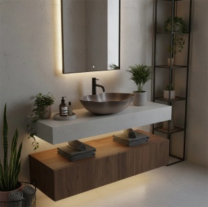 Lavoar pe blat asimetric maro Rea Pearl Ombre - Img 8