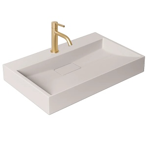 Lavoar pe blat bej din conglomerat cu gaura baterie Veldman Dexter Beige Matt 60 x 37 cm