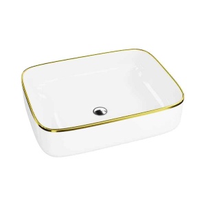 Lavoar pe blat dreptunghiular cu rama auriu periat Spectrum Castor Gold White