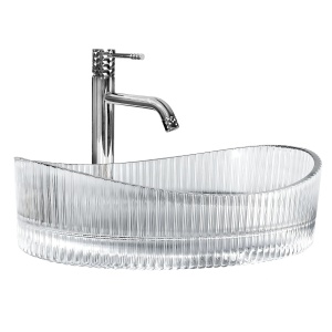 Lavoar pe blat oval din sticla Rea Harper transparent - Img 10