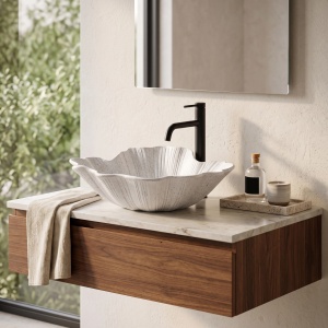 Lavoar pe Blat Rea Flower, Forma Florala, Alb Terrazzo - Img 6