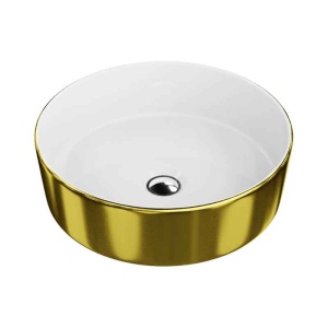Lavoar pe blat rotund cu interior alb și exterior auriu Spectrum Rosina Gold White