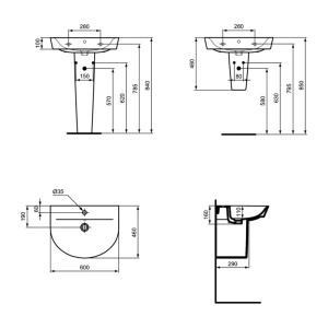 Lavoar suspendat Ideal Standard Connect Air Arc 60 cm alb lucios - Img 4