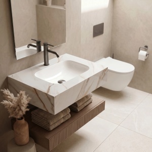 Lavoar suspendat REA Aresa Grey Gold 70 - Img 2