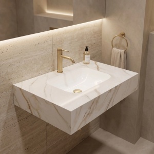 Lavoar suspendat REA Aresa Grey Gold 80 - Img 2
