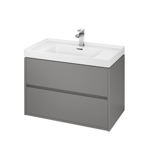 Mobilier baie suspendat Cersanit Crea gri mat 80 cm cu 2 sertare
