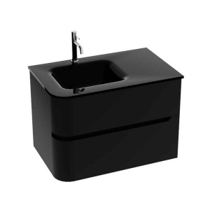 Mobilier de baie suspendat Spectrum Alcazar 80 negru mat cu lavoar din sticla 80 x 50 cm
