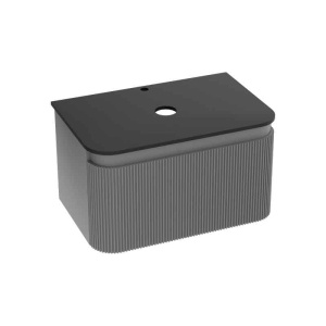 Mobilier pentru lavoar suspendat Spectrum Milena 80 gri mat cu blat negru 80 x 52 cm