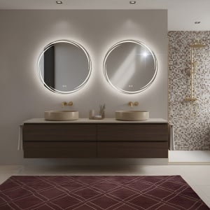 Oglinda baie rotunda cu LED, anti-aburire si iluminare in 3 culori Diana 70 cm