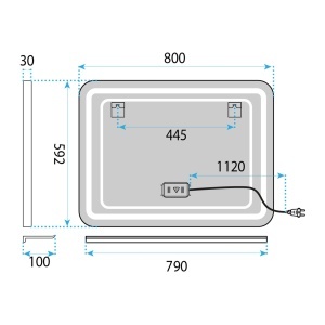 Oglindă de perete LED cu raft 80x60 cm L-8060 - Img 7