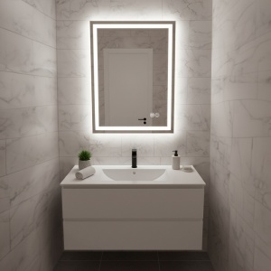 Oglinda LED dreptunghiulara cu 3 tipuri de lumina si dezaburire Bella 60 x 80 - Img 6