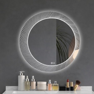 Oglinda LED rotunda cu 3 tipuri de lumina si dezaburire Aurora 60 cm - Img 9