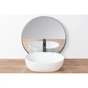 Pachet lavoar pe blat Rea Amelia alb 48 cm, baterie lavoar Ideal Standard Ceraline negru si ventil lavoar Click-Clack negru - Img 5