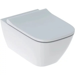 Pachet vas wc suspendat Geberit Smyle, capac softclose si set dus igiena intima negru cu baterie incastrata Rea Loop - Img 6