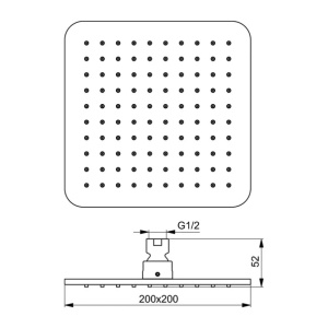 Palarie dus Ideal Standard IdealRain Square negru mat 200x200 mm - Img 3