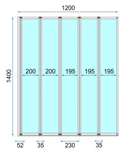 Paravan Cada REA IDEA 120, 140 Inaltime, 120 Cm Latime, Pliabil 5 Elemente, Grosime Sticla 4mm - Img 5
