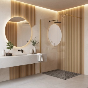 Paravan de dus din sticla securizata Rea Flexi Transparent / Gold Brush 110 - Img 6
