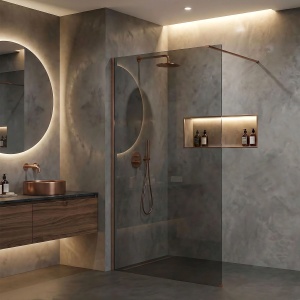 Paravan de dus Rea Flexi Grey / Brush Copper 120 - Img 2