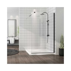 Paravan de dus tip Walk-in Mediterraneo Foxy 100x200 cm profil Negru Mat Easy Clean