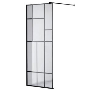 Perete de dus din sticla securizata 8mm cu rame negre SH05B 80 x 2000 cm