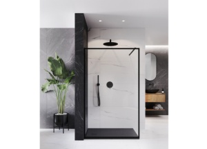 Perete de dus walk-in Veldman Maroko 80 cm sticla securizata 8 mm profil negru mat - Img 4