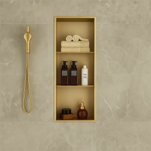 Raft de baie cu 3 sertare, incastrat, Tres Gold Brush, 90 x 30 x 10 cm - Img 5