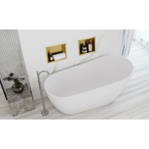 Raft incastrat patrat auriu periat Rea 30x30x10 cm - Img 2