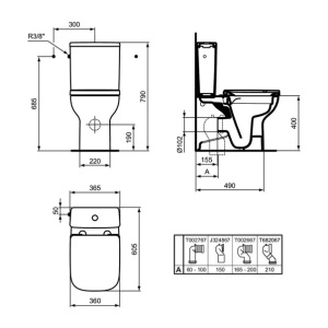 Rezervor pe vas WC Ideal Standard I.life S cu alimentare laterala alb lucios - Img 9
