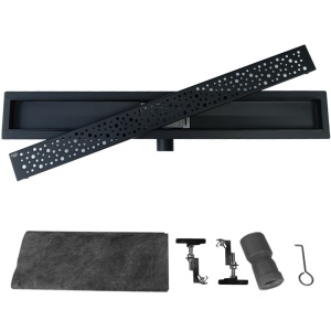 Rigola de duș liniară cu sifon fix și randament ridicat Wave DL01 60 cm – Negru - Img 16