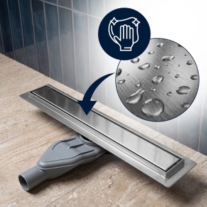 Rigola de dus liniara DL05 inox 100 cm cu gratar reversibil 2 in 1 si sifon rotativ 360 - Img 11