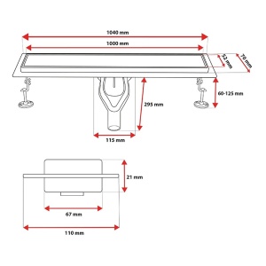 Rigola de dus liniara DL05 inox 100 cm cu gratar reversibil 2 in 1 si sifon rotativ 360 - Img 21