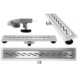 Rigola scurgere dus, REA WAVE Chrome, dimensiuni intre 90,100 cm, completa, inox inoxidabil - Img 3