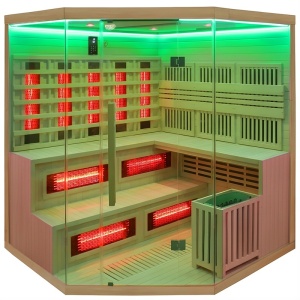 Sauna combinata cu infrarosu si finlandeza cu soba Harvia 8kW, Moss 200 x 200 cm pentru 8 persoane - Img 9