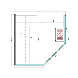 Sauna combinata cu infrarosu si finlandeza cu soba Harvia 8kW, Moss 200 x 200 cm pentru 8 persoane - Img 19