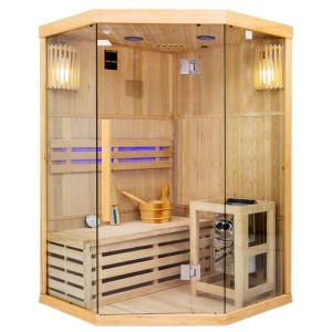 Sauna finlandeza cu temperatura inalta si soba Harvia 3.5kW pentru 1-2 persoane Oslo 120 x 120 cm