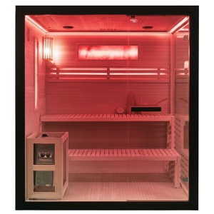 Sauna finlandeza cu temperatura inalta si soba HARVIA 6KW pentru 4 persoane Forsa 180 x 160 cm