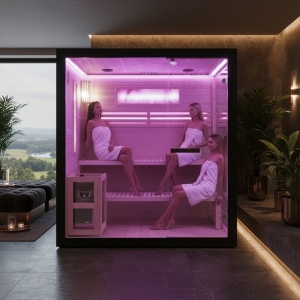 Sauna finlandeza cu temperatura inalta si soba HARVIA 6KW pentru 4 persoane Forsa 180 x 160 cm - Img 11