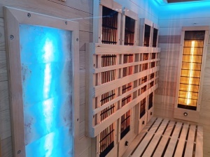 Saună finlandeză și cu infraroșu pentru interior, 150x150x200 cm, încălzitor electric 6 kW, piatră de sare inclusă - Img 8