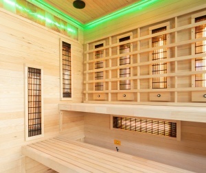 Sauna uscata cu infrarosu si cu pietre din sare de Hymalaya 4 persoane EP4RS XL stanga 180 x 160 cm - Img 11