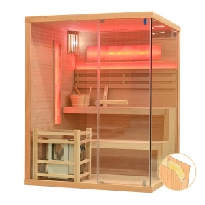 Sauna uscata cu soba Harvia 6kW pentru 3 persoane si montaj stanga EP3S 150 x 140 x 200 cm