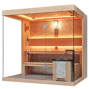 Sauna uscata finlandeza pentru interior MUE-1250 cu soba Harvia 6 kW – 220 x 180 x 210 cm, 4 locuri - Img 11