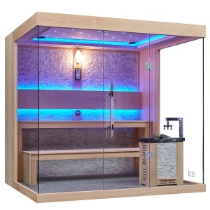 Sauna uscata finlandeza pentru interior MUE-1250 cu soba Harvia 6 kW – 220 x 180 x 210 cm, 4 locuri - Img 21