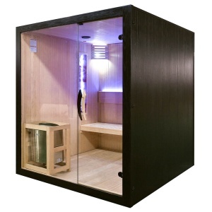 Saună uscată MO-EA4S LUX cu soba Harvia de 8 kW, piatră de sare și izolație de perete 180 x 180 x 200 cm - Img 9