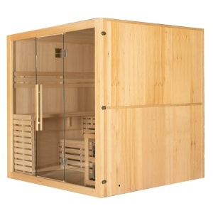 Saună uscată MO-EA4S XL cu soba Harvia 8 KW, piatră de sare și izolație de perete 200 x 180 x 200 cm - Img 7