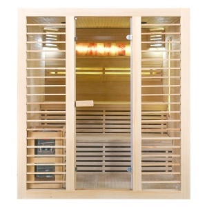 Saună uscată MO-EL4S cu soba Harvia 8 kW, piatră de sare și izolație de perete 180 x 180 x 200 cm - Img 3