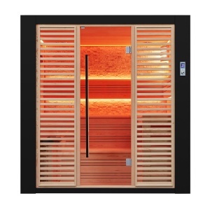 Sauna uscata traditionala finlandeza MUE-1402 cu soba Harvia 6kW, piatra decorativa, 200 x 170 x 210 cm - Img 4