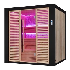 Sauna uscata traditionala finlandeza MUE-1402 cu soba Harvia 6kW, piatra decorativa, 200 x 170 x 210 cm - Img 14